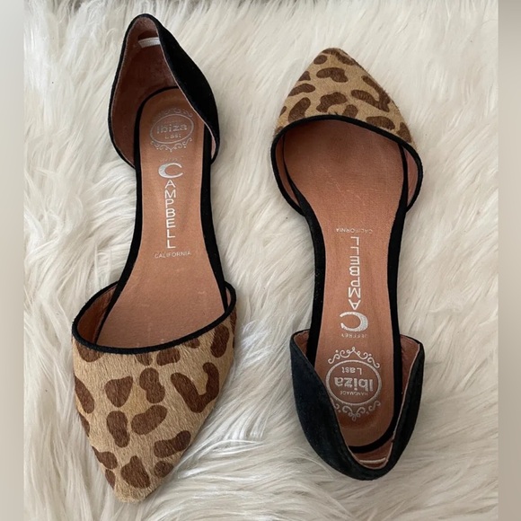Jeffrey Campbell Ibiza Women's 6.5 D'Orsay Cheetah Print Calf Hair Slip On Flats - Picture 3 of 8